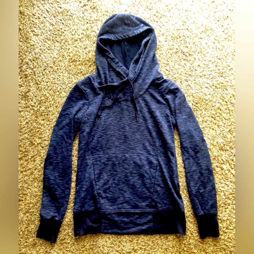 Blue fleece lined active wear hoodie